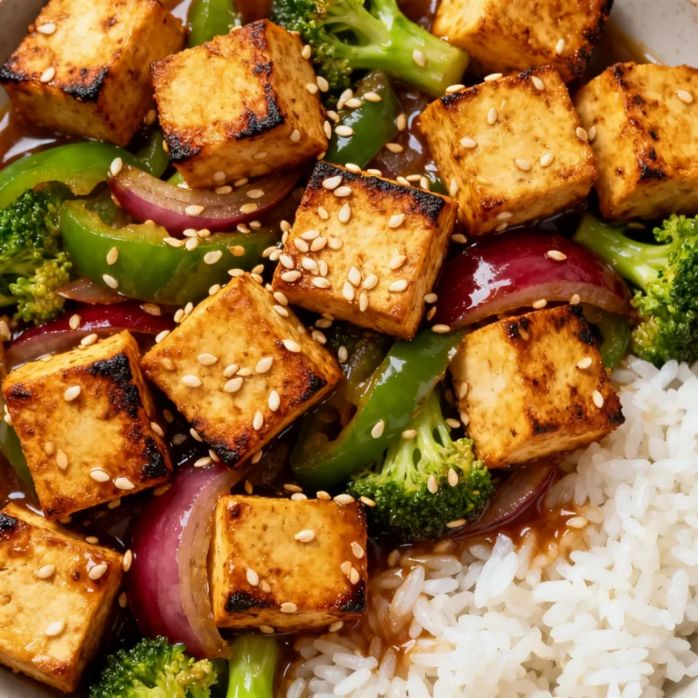 Tofu mariné sauté au sésame (repas végétarien protéiné)