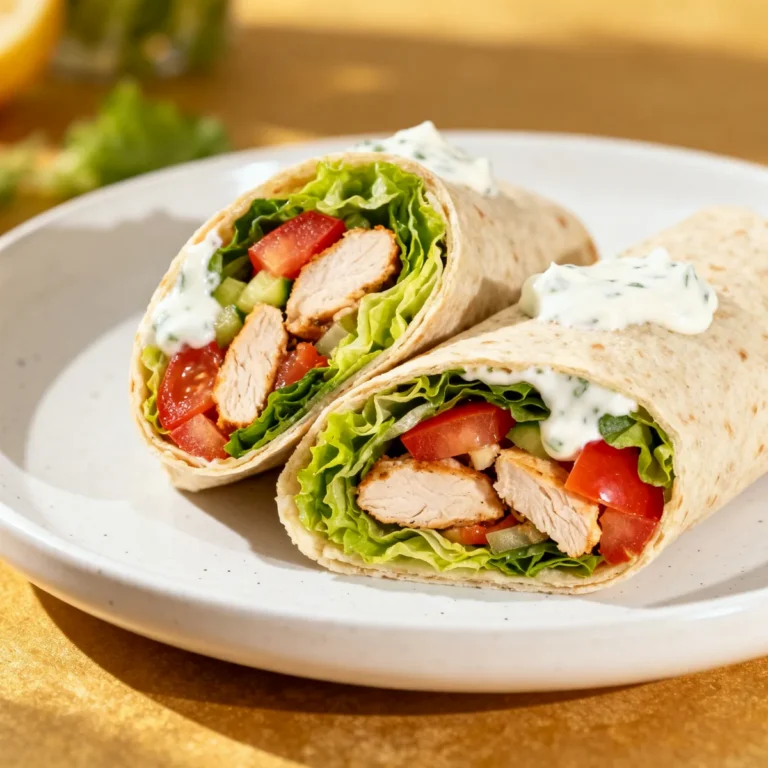 Wrap protéiné au poulet et sauce skyr (déjeuner rapide)
