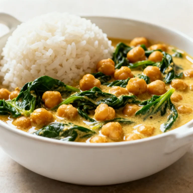 Curry de pois chiches et épinards au lait de coco (végétarien)