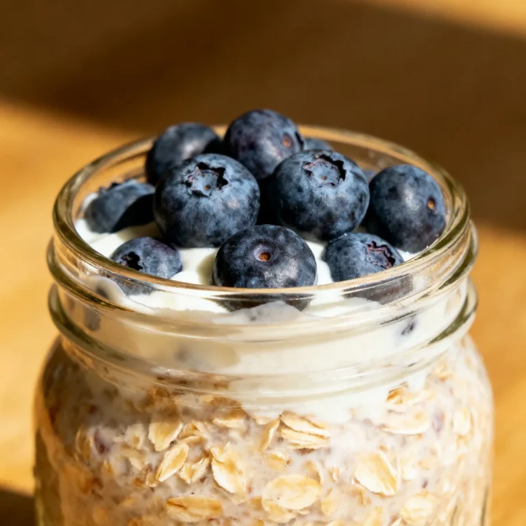 Overnight oats au skyr et myrtilles (à préparer la veille)