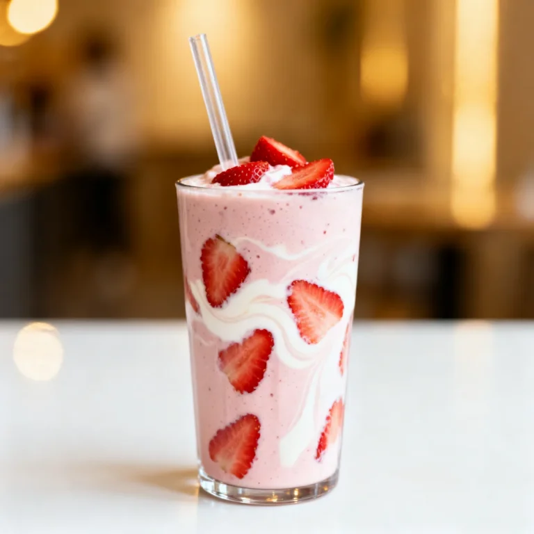 Milkshake protéiné vanille-fraise (dessert à boire)