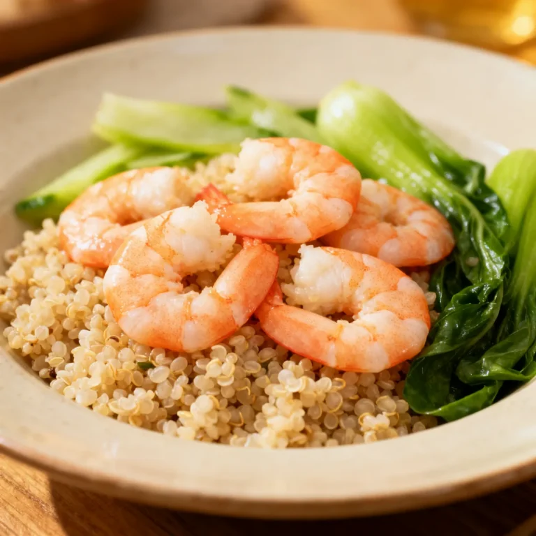 Assiette minceur crevettes, quinoa et légumes verts (moins de 450 kcal)