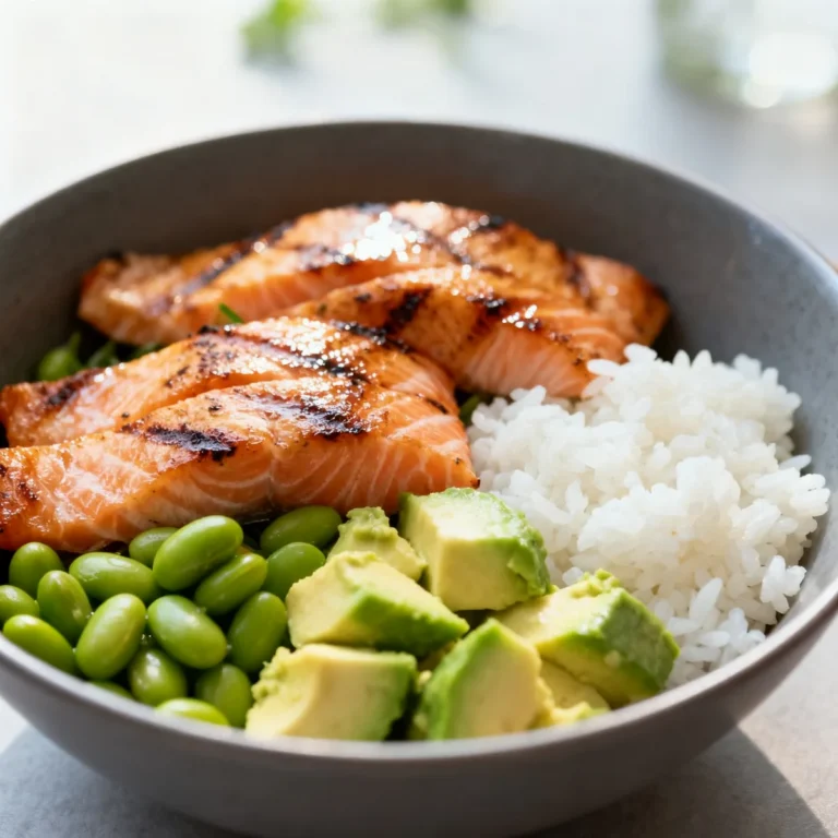 Poke bowl protéiné au saumon et edamame (repas frais)
